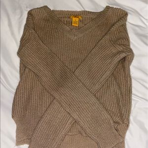 tan vneck sweater